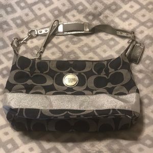 Coach- Navy blue & Silver hobo denim satchel!